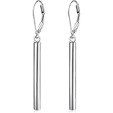 S925 Sterling Silver Vertical Dangle Drop Earrings Gifts for Women Men