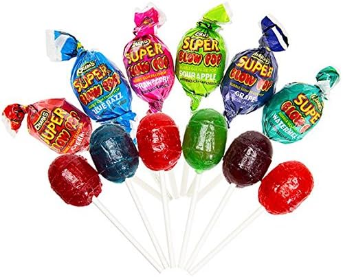 Charms Super Blow Bubble Gum Pops; Assorted Flavors - 12 Pack