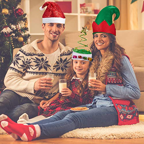 Syhood 6 Pieces Christmas Santa Hat Funny Novelty Christmas Tree Cap for Adults New Year Xmas Carnival Party Costume Accessories Props