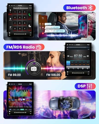 6G+128G 8 Core Wireless Carplay Android Car Radio for Ford Fiesta MK7 2009-2016 9.7 Inch Car Radio with Android Car GPS Navi WiFi Mirror Link Bluetooth FM/RDS/DSP EQ/USB/SWC Rear Camera