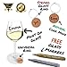 Wine Charms by Vaci Set of 10 Inspirational Charms + 2 Wine Glass Markers, Authentic Wine Corks Material Drink Markers For Parties, Holidays Wine Gift Set