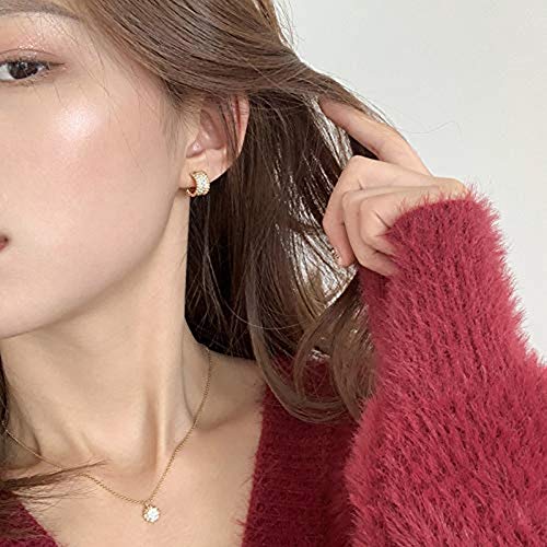 14K Gold Plated CZ Dainty Wide 925 Sterling Silver Cubic Zirconia Hoop Earrings Hypoallergenic