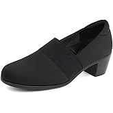 ACANER Women's Pumps Chunky Low Block Heel Slip-on Work Shoes Bunion Arch Support Comfortable Dressy Pumps