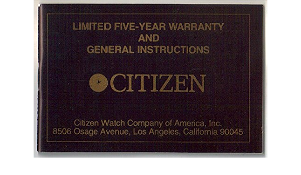 Citizen Men's watch CTZ-5001, Warranty and General Instructions - Owner's  Manual Guide: Citizen Watch Company of America, Inc.: Amazon.com: Books