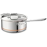 All-Clad Copper Core 5-Ply Stainless Steel Sauce Pan 3 Quart Induction Oven Broiler Safe 600F Pots and Pans, Cookware Silver