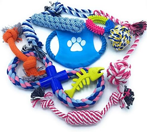 Best Tug of War Dog Supplies Pack | Most Popular Small Medium Large Prime Training Indestructible Tuffy's Toys | Aggressive Chewer Frisbee Entertainment | Top Rated Plush Soft Puppy Chews (Pack of 10)