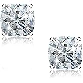 "STUNNING FLAME" Trillion-cut/Cushion-cut/Emerald-cut/Marquise-cut ... 18K White Gold Plated Sterling Silver Cubic Zirconia Simulated Diamond Stud Earrings for Women