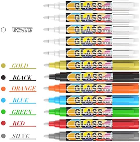 White Liquid Chalk Markers Pens, 7 Pack 6mm Fine Bullet Tip Multi-Color & 5 White Chalk Markers Liquid Chalk Pens - Non-Toxic, Erasable Chalkboard Markers Window Markers By PAMISO (12 PCS)