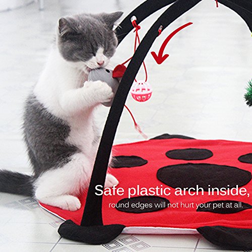 MyfatBOSS Cat Play Mat, Cat Activity Center with Hang Cat Toys Balls