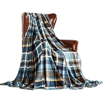 MERRYLIFE Throw Blanket Plaid Sherpa | Ultra-Plush Soft Colorful | Decorative Couch Travel Blanket | (50
