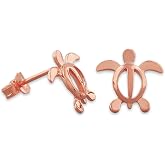 Rose Gold Plated Sterling Silver Small Turtle Stud Earrings