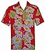 Alvish Hawaiian Shirt 10 Mens Hibiscus Floral Print Beach Camp Party Aloha Red XL