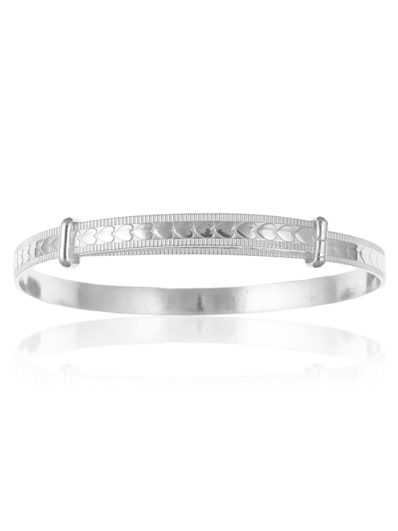 Designer Inspirations Boutique 6MM Wide Heart Pattern/Design Expanding/Expandable/Adjustable Bangle Bracelet for Baby/Child/Children/Women - 925 Sterling Silver - Size: CHILD