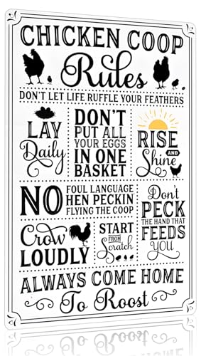 Smilelife Funny Chicken Gifts Chicken Coop Rules Metal Sign for Home Farm