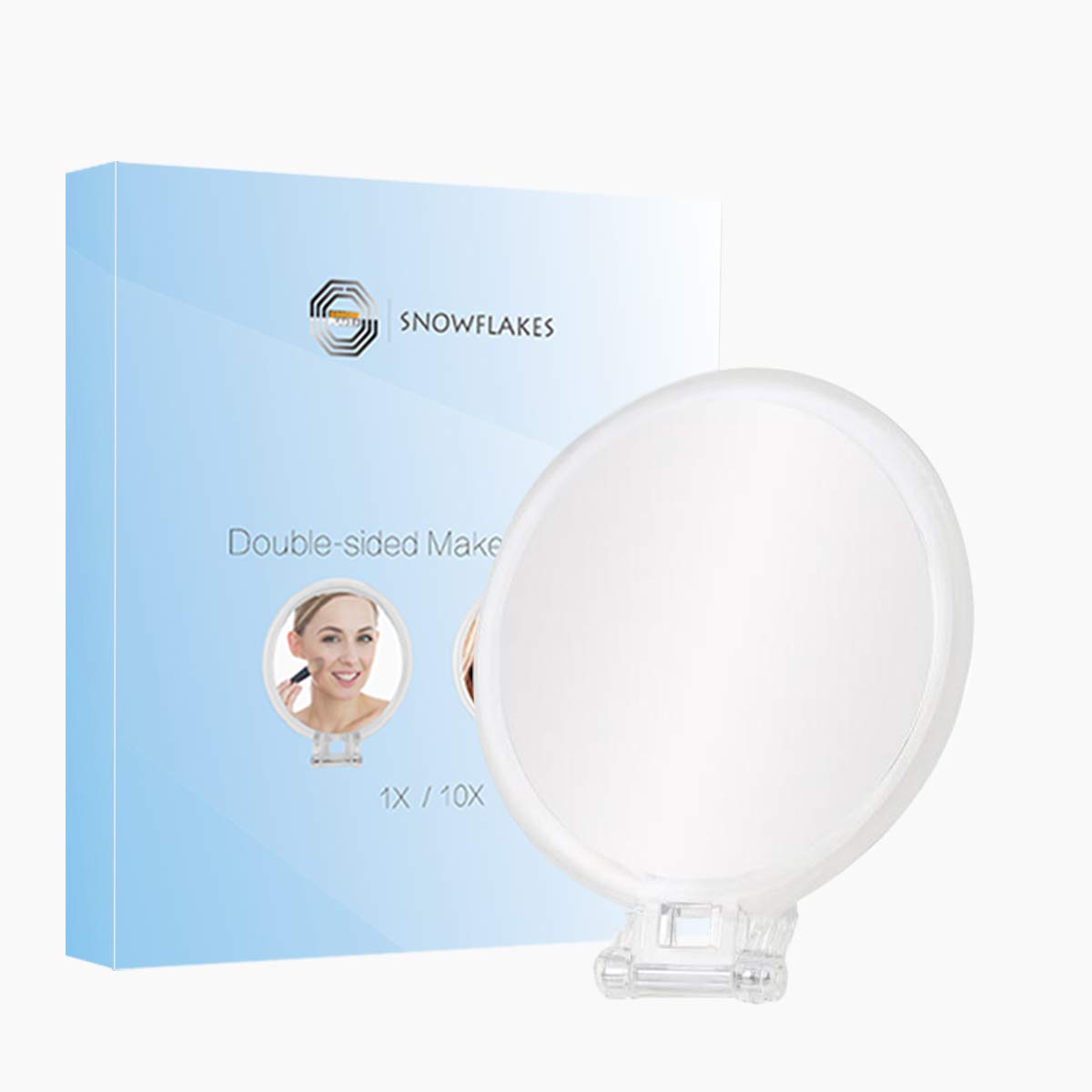 Snowflakes Makeup Mirror Double Sided Folding Standing Handheld Cosmetic Mirror 1X/10x Magnification Portable Vanity Table Mirror.: Beauty