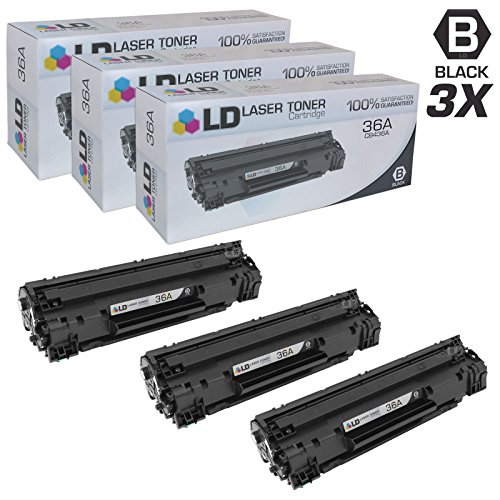 LD Compatible Replacement Laser Toner Cartridges for Hewlett Packard CB436A (HP 36A) Black (3 Pack) for use in the following printers: LaserJet M1522n MFP, M1522nf MFP, P1505 & P1505n Printers