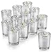 PARNOO Mercury Glass Candle Holders for Votive Candles and Tealights Set of 12 – Lattice Silver Finish Perfect for Wedding and Home Décor
