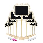 officematters Mini Blackboard Signs with Stand and Pattern Border for Table Top Numbers, Food Signs Set of 10