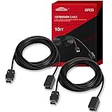 MONILON 2-Pack 10ft/ 3M Extension Cable Extender Cord for Super Nintendo SNES Classic Mini Edition Remote Controller and NES Classic Mini Edition, Black