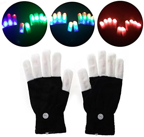 FNWD Adults/Kids Finger Light Gloves, Flashing LED Rave Gloves 6 Modes Light Show Gloves Toys (Men/Women/Adults Size)