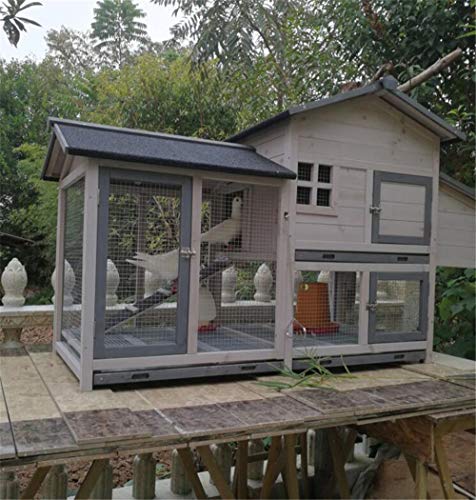JHKGY Deluxe Holzkaninchen Hutch Pet Cage Shelter,Hen House Geflügel Arche Home Nest,Hühnerstall Aus Holz,Mit Wasserdichtem Dach,Leiter Und Eierbox Für Hase,Hinterhof Garten Im Freien,Grau – Bild 6