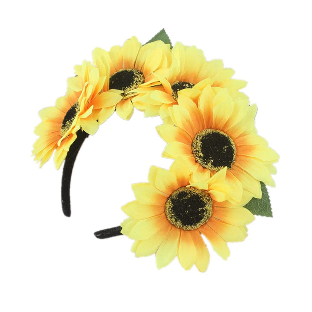 Kalsfisuia Sunflower Hair Accessory Polyester Beach Hair Decoration Simulation Flower Hair Hoop for Women and Girl