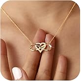 LOVECOM 925 Sterling Silver Infinity Heart Cross Necklace for Women Mother Daughter 14K Gold Plated Cubic Zirconia Forever Love Heart Pendant Necklace Jewelry Birthday Gifts for Mom Friends