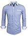 TAM Ware Mens Classic Vertical Striped Fake Pocket Longsleeve Shirts