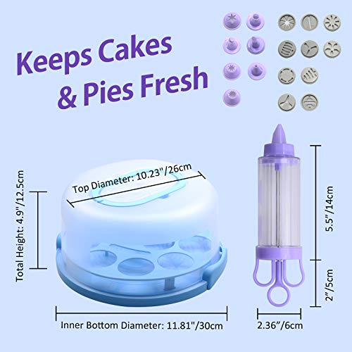 10" Cake Carrier with Handle and Cupcake Injector Icing Gun, Cake