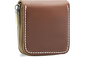 Vegan Leather Coin Purse Pouch BEADY Change Purse With Zipper Comdom case holder For Men Women brown