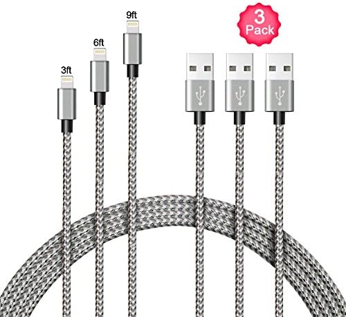 A8 POWER Lightning Cable,3 Pack 3FT 6FT 9FT Nylon iPhone Charger Cable USB Cord Charging Charger for iPhone,iPad,iPod