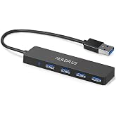 4-Port USB 3.0 Hub, Ultra-Slim Data USB Hub, for MacBook, Mac Pro, Mac mini, iMac, Surface Pro, XPS, PC, Flash Drive, Mobile HDD (U1 0.59ft)