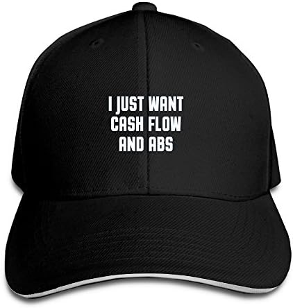 I Just Want Cash Flow and Abs Fashion Running Unisex Peaked Cap Baseball Hat Black