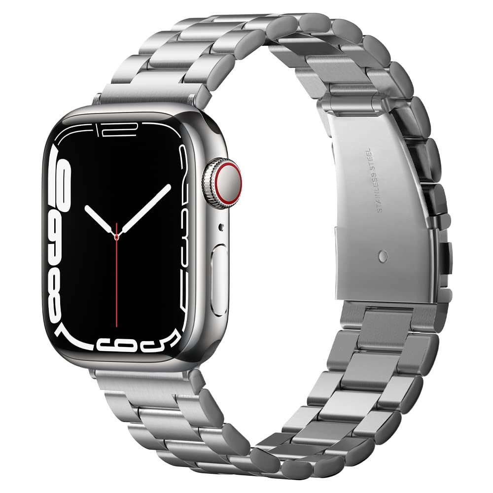 Spigen Modern Fit Stainless Steel Metal Band Strap Compatible with Apple Watch Ultra 3/2/1 (49mm), Series 11/10/9/8/SE (46/45/44/42mm)- Silver