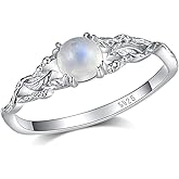 Angol Genuine Moonstone Ring Sterling Silver for Women Rainbow Moonstone Thumb Ring Minimalist Statement Band Finger Ring Dainty Trendy with Box