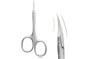 THRAU Right-Handed Cuticle Scissors – Surgical Grade Stainless Steel with Sharp Curved Tip for Cuticles, Nails, Eyebrows, Eyelashes, Nose Hair & Beard – Ideal for Manicure & Precise Grooming