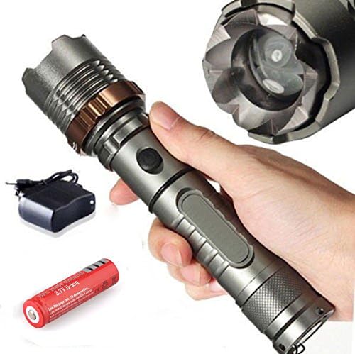 2000 Lumen Zoomable CREE XM-L T6 LED Flashlight Torch with 18650 Rechargeable Battery and AC Charger