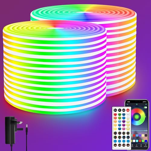 Segrass Led Strip 30M, Fernbedienung, App Steuerung, Ip65 Wasserdichte Flexible Rgb Neon Led Streifen, 24V Led Band Seil Lampe Für Schlafzimmer Und Außendekoration (2 Rollen À 15M)