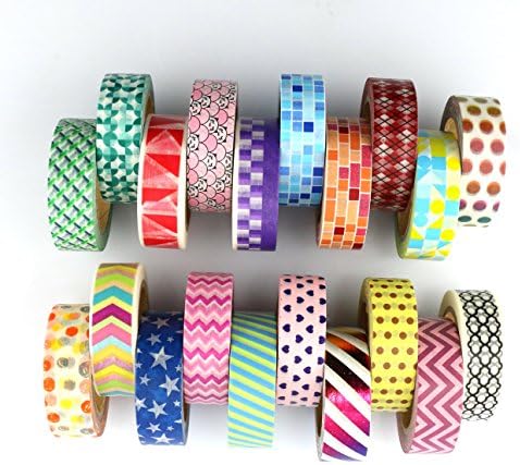 Spotdeals4u PREMIUM 2017 washi tape - 20 unique colorful decorative designs - Kids scrapbooking, DIY crafts, decorating Journals, Planners and gift wrapping
