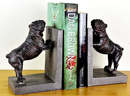 Eminent Craft - Exclusive Bookend - Decorative Accessory - Hand Painted - Table Top - Counter Top - Book Shelf - Gift - Heavy Duty - 1 Pair - Sculptural - Bulldog Bookend