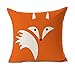 4TH Emotion Orange Fox Throw Pillow Cover Cushion Case Cotton Linen 18