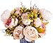 Foraineam Peonies Vintage Fake Flowers Wedding Centerpiece Home Decor Silk Artificial Flowers Peony Bouquets, Pack of 2 (Light Pink)