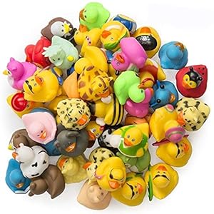 Kicko Assorted Rubber Ducks – 50 Pack – 2 Inches – for Kids, Sensory Play, Stress Relief, Novelty, Stocking Stuffers…