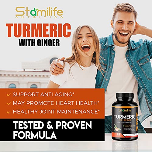 STAMILIFE Turmeric Curcumin with Ginger Supplement 95 Curcuminoid