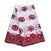 pqdaysun African Lace Fabric Milk Silk Nigerian French Lace Net Fabric Embroidered Fabric for Wedding Party F50752 (Wine, 5 Yards)
