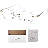 LUFF Stylish Rimless Reading Glasses for Women- Blue Light Blocking Readers, Fashion Frameless Metal Lightweight Eyeglasses