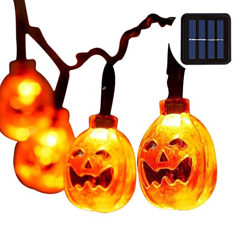 Pumpkin String Lights Outdoor Halloween Lights with 30 LEDs Pumpkin Solar Power String Lights for Outdoor,Home,Patio,Garden Deco (30 LEDs Warm White)