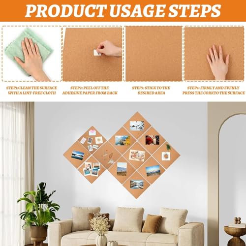 Zyiphor 6 Pieces Self-Adhesive Cork Sheets 30 x 21 cm Cork Plates 6 mm Thick Panels for Wall Decoration Blackboards Corks for DIY Crafts and Bulletin Boards