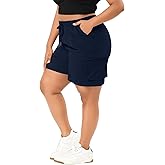 Eytino Womens Plus Size Hiking Cargo Shorts Lightweight Active Athletic Shorts Running Summer Shorts with Pockets(1X-5X)