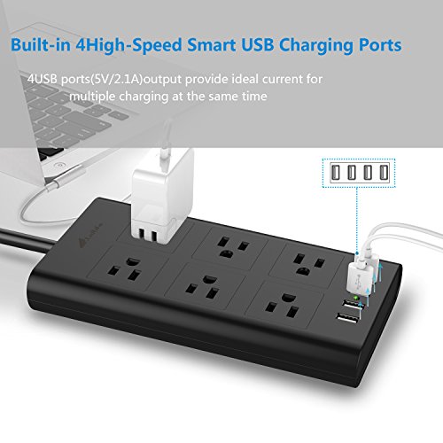 image for Extension Cords, Lidlife 6 Outlet Power Strip Surge Protector Extensio